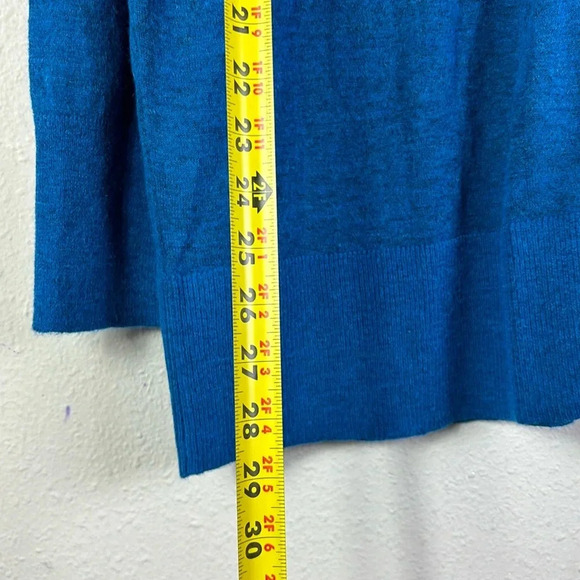 Zara Wool Alpaca Blend V-Neck Oversized Lightweight Cardigan teal blue sz medium - Picture 8 of 9
